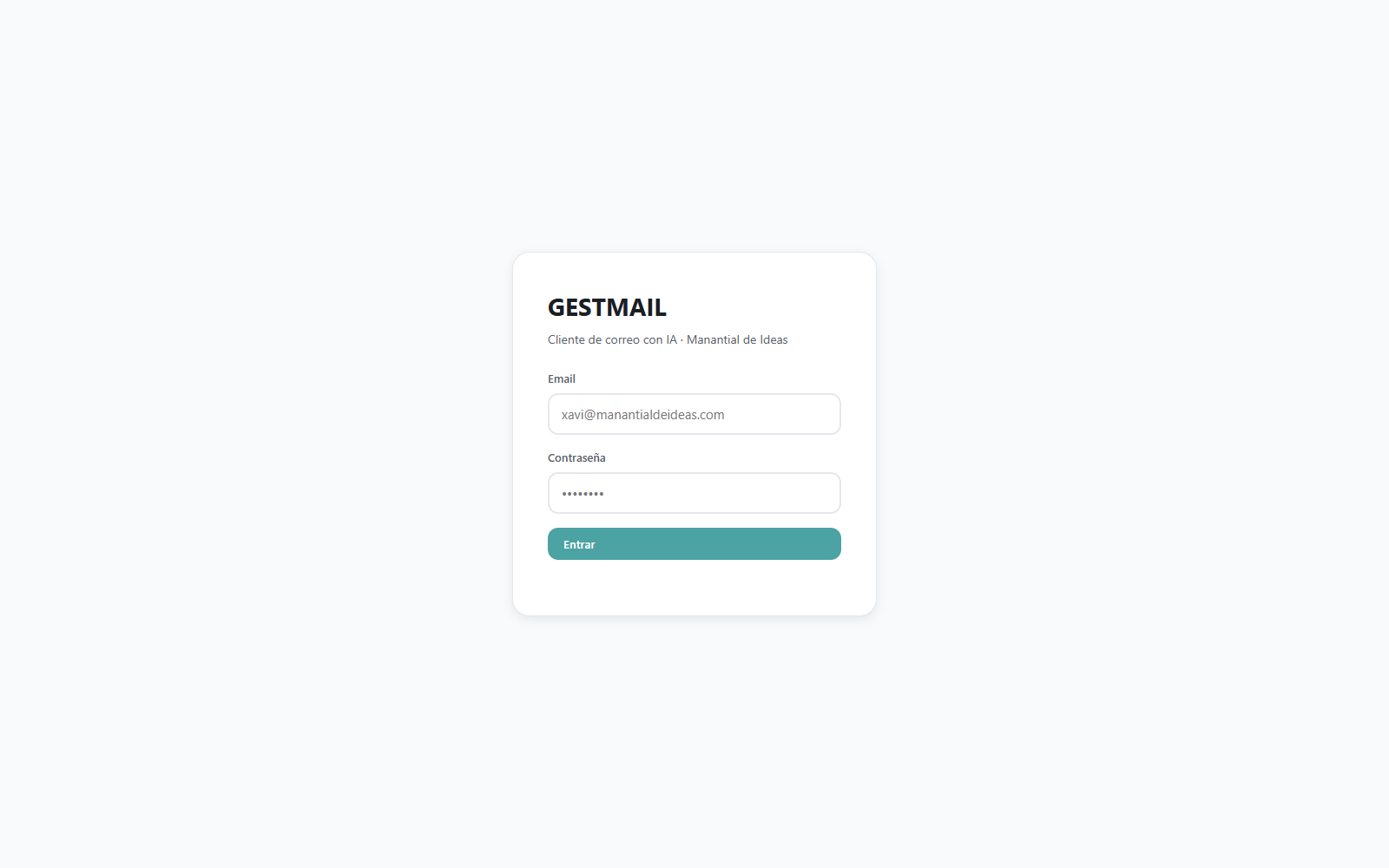 Pantalla real de acceso a GESTMAIL