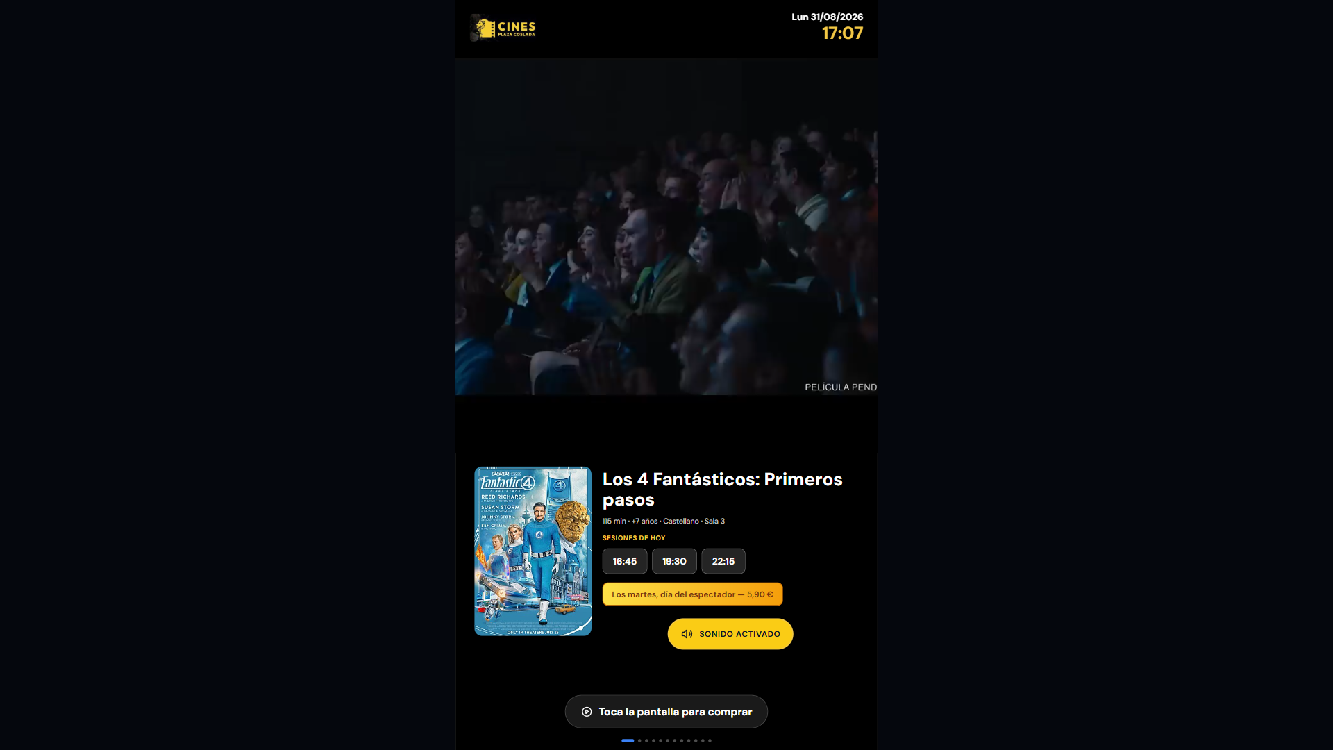 Kiosko táctil de cine en producción